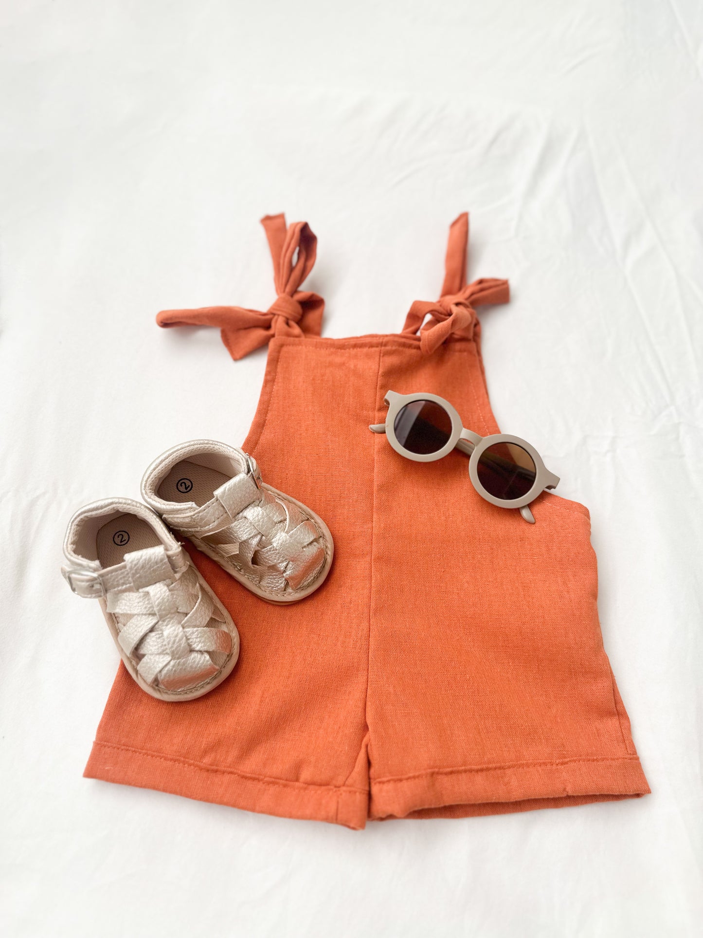 Linen Playsuit - Rust