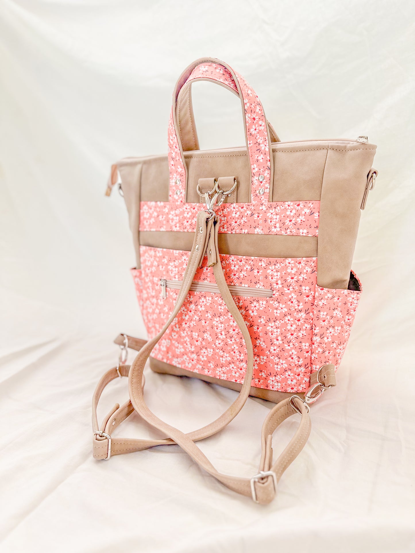 Cherry Blossom Baby Bag & Nappy Changing Clutch Combo