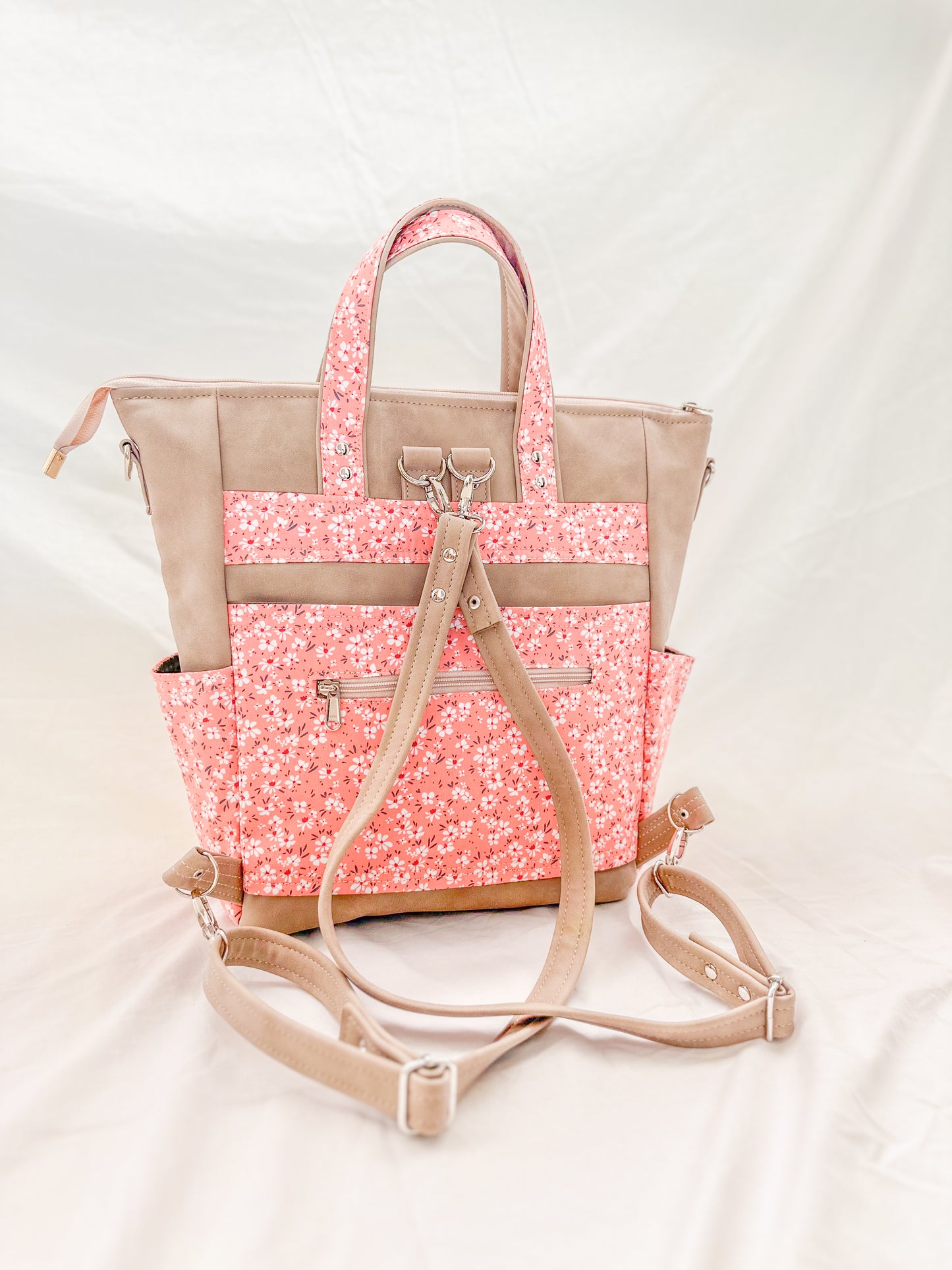 Cherry Blossom Baby Bag & Nappy Changing Clutch Combo