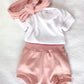 Dusty Rose Bum shorts, Onesie & Headband set