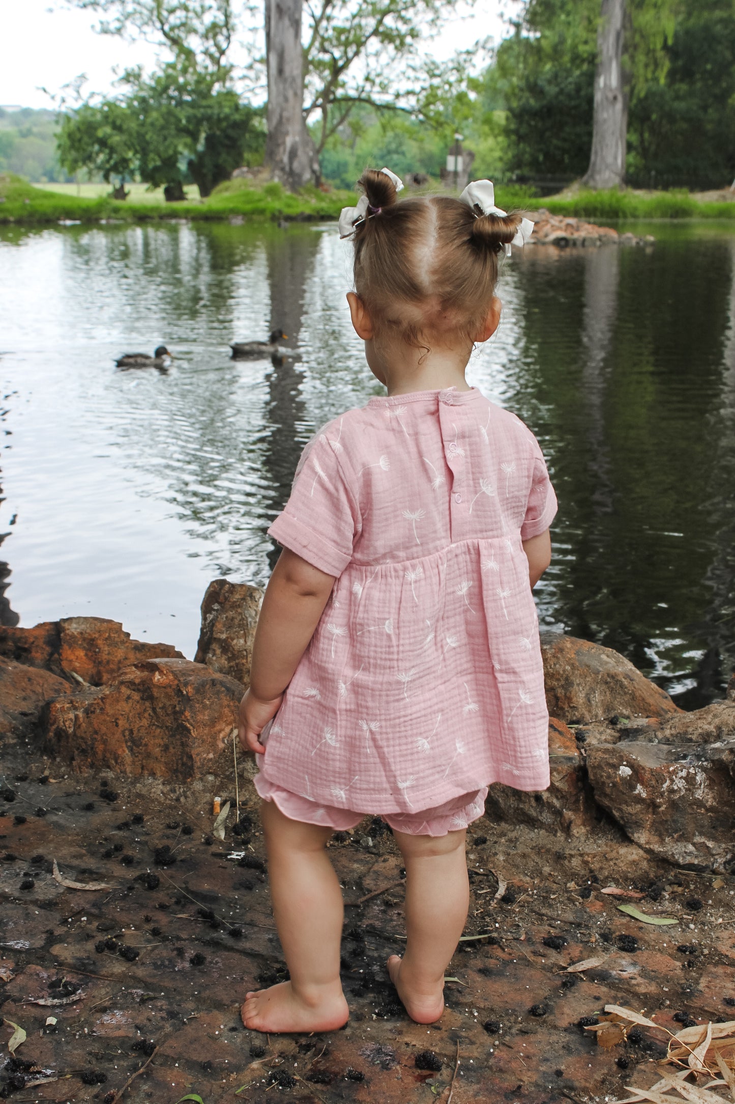 Shortsleeved muslin summer dress - pink