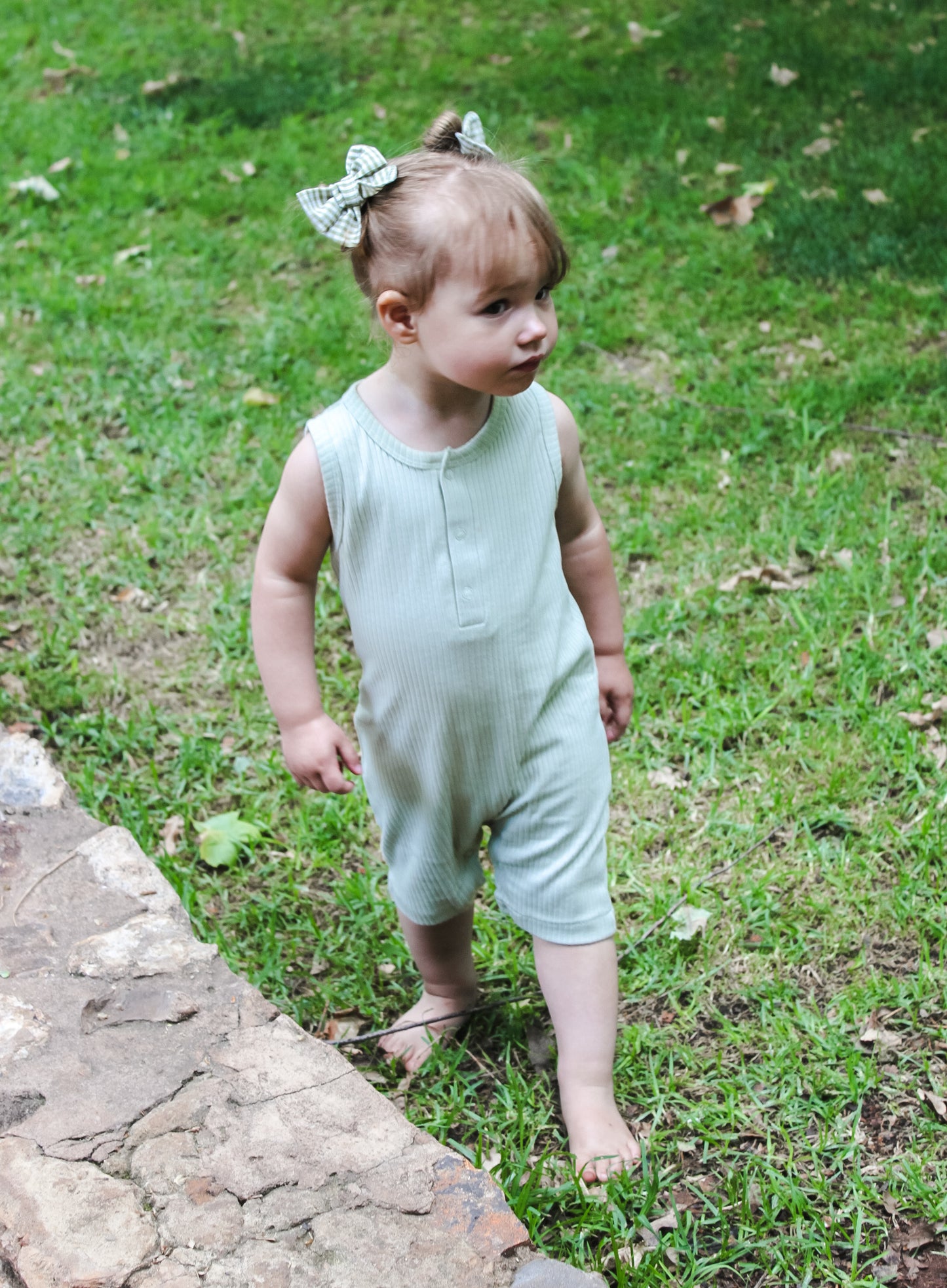 Sleeveless Organic Cotton Playsuit - Sage