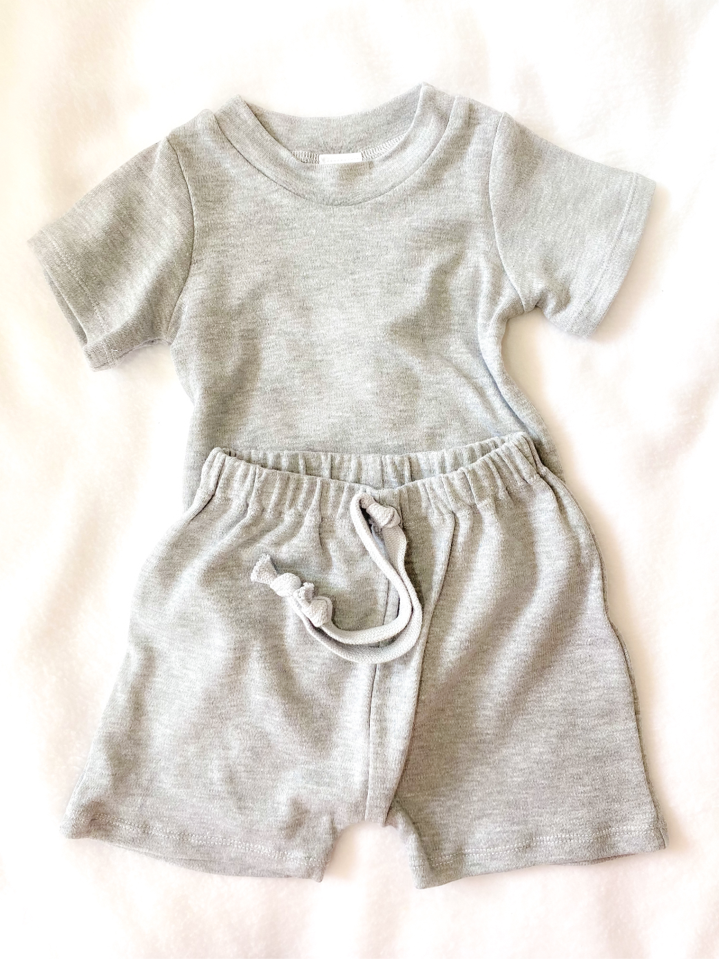 Two-piece Shorts and Tee Set - Melange Grey
